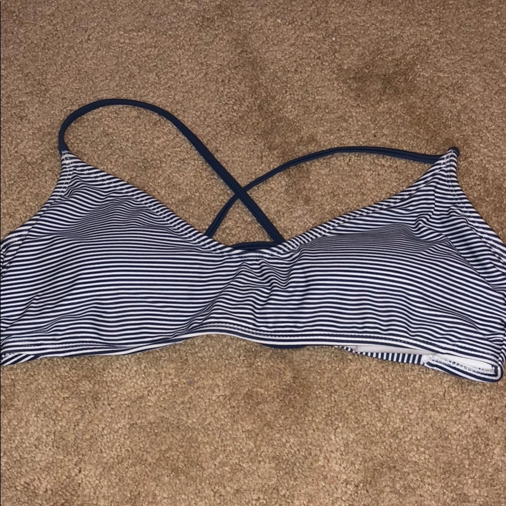NWOT never worn blue and white striped swim top